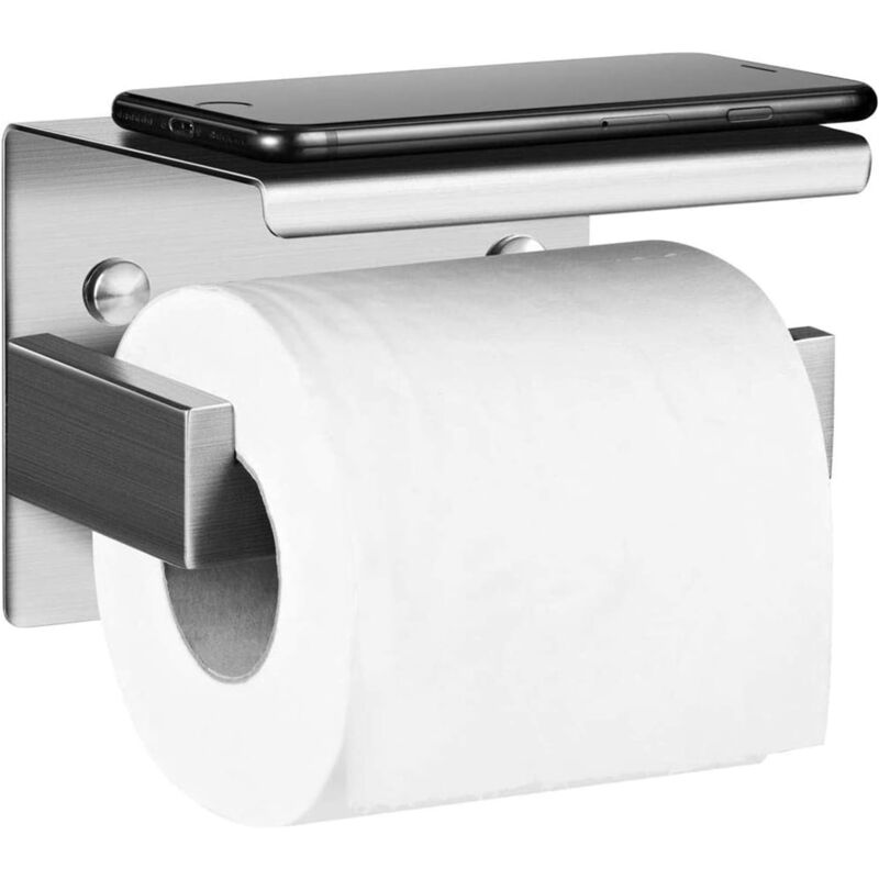 foto del prodotto alovez porta carta igienica autoadesivo, in acciaio inox, montaggio a parete senza forare, per cucina e bagno