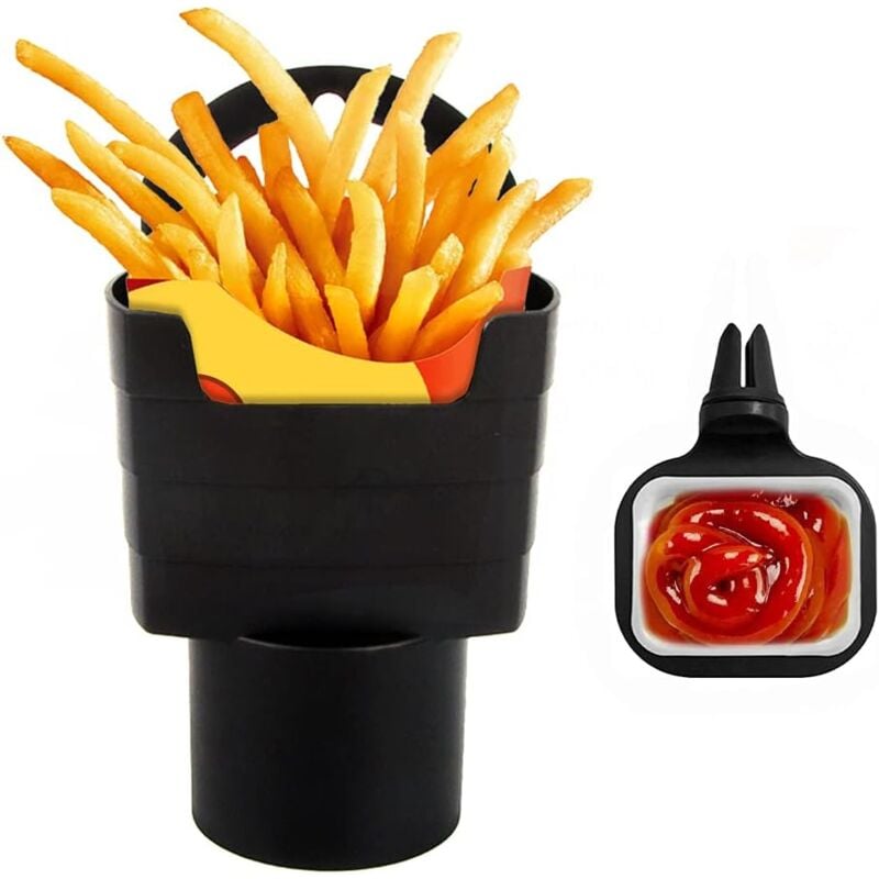 foto del prodotto alovez porta patatine fritte, porta salsa per auto, accessorio per interni auto, nero