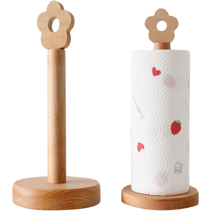foto del prodotto alovez porta rotolo di carta assorbente in legno, portasciugamani da appoggio, 34,5 x 13 cm