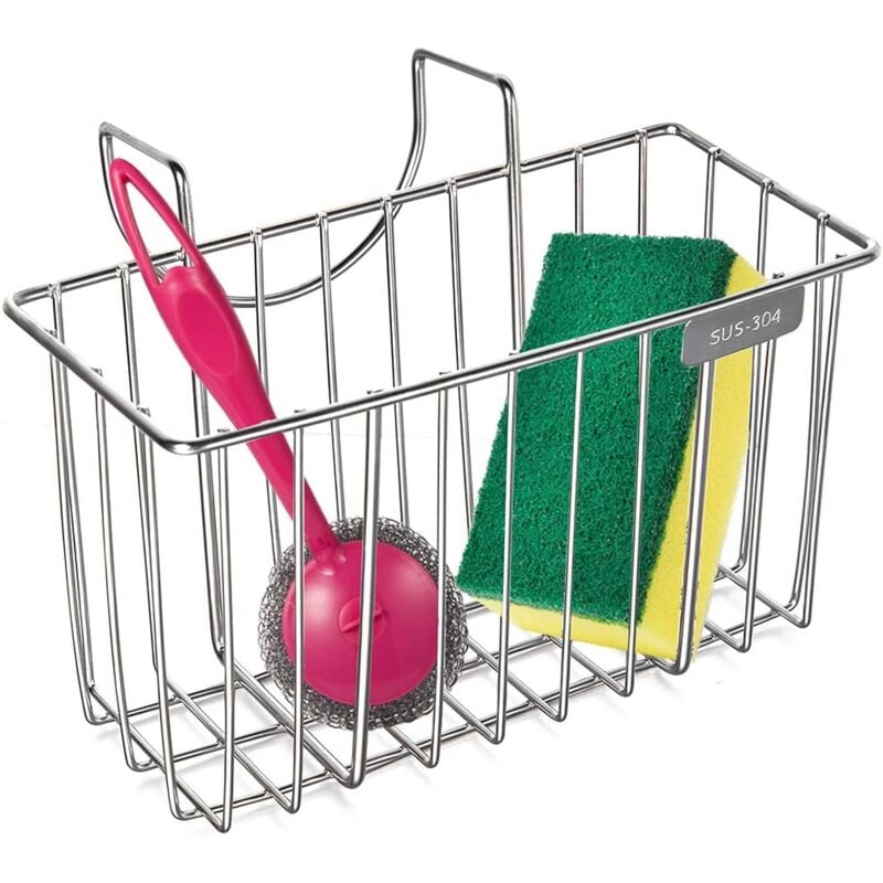 foto del prodotto alovez porta spugna da cucina in acciaio inossidabile, organizer per lavello, portasapone, scolapiatti, portaspazzole