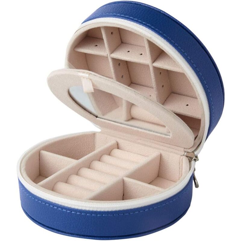 foto del prodotto alovez portagioie da viaggio per donna blu portagioie portatile per orecchini e anelli con scomparti