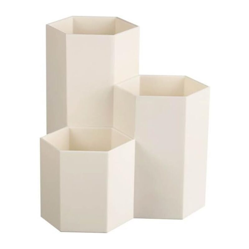 foto del prodotto alovez portapenne esagonale in plastica, contenitore per matite, portapenne, organizer per articoli da ufficio, beige