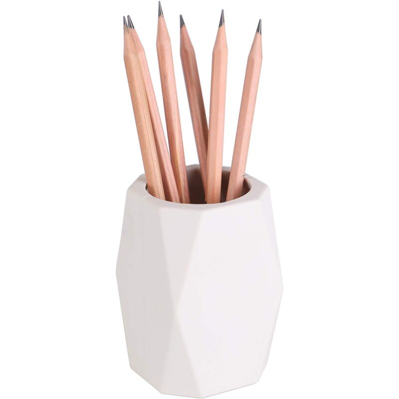 foto del prodotto alovez portapenne geometrico in silicone per scrivania, cancelleria, portapennelli da trucco bianco , 1 confezione, 6,7 cm l x 9,4 cm l 