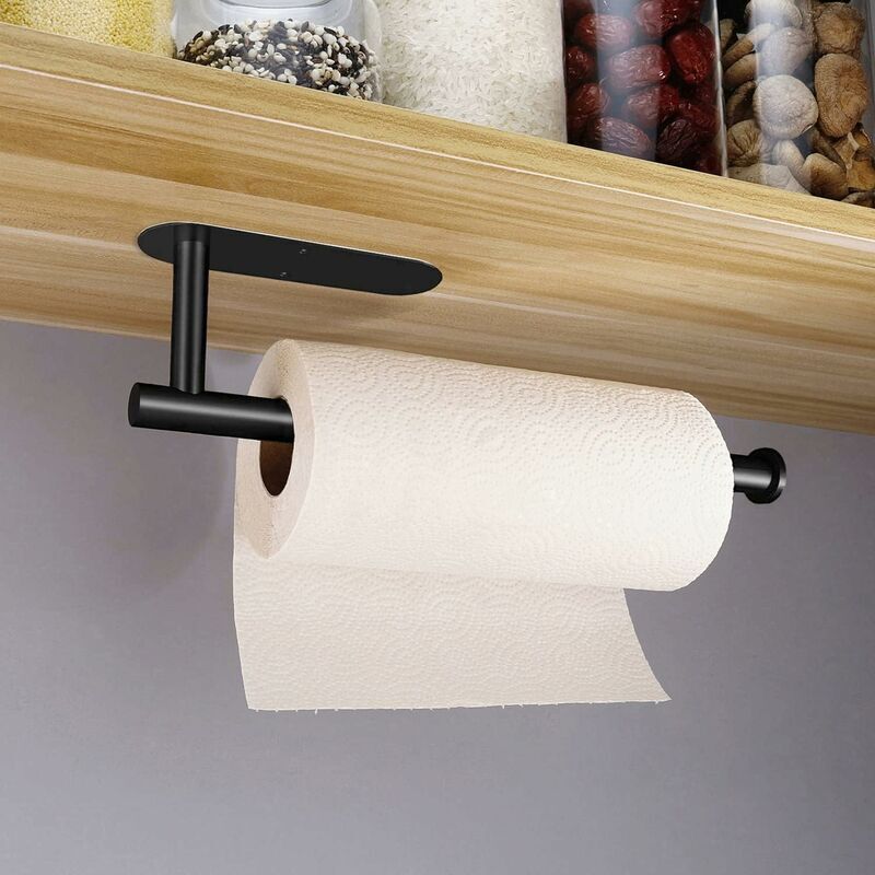 foto del prodotto alovez portarotolo di carta autoadesivo, portarotolo di carta da parete, portarotolo di carta da cucina, acciaio inox nero