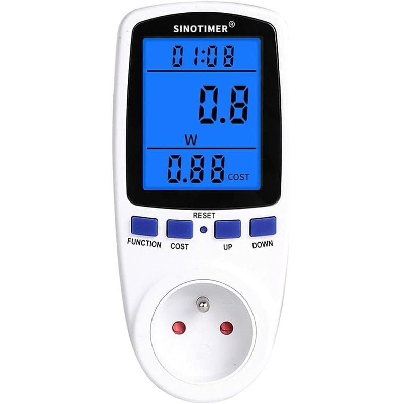 foto del prodotto alovez presa wattmetro digitale consumo energetico watt contatore energia kwh ac 230v 120v elettricit con retroilluminazione spina fr bianca 230v,