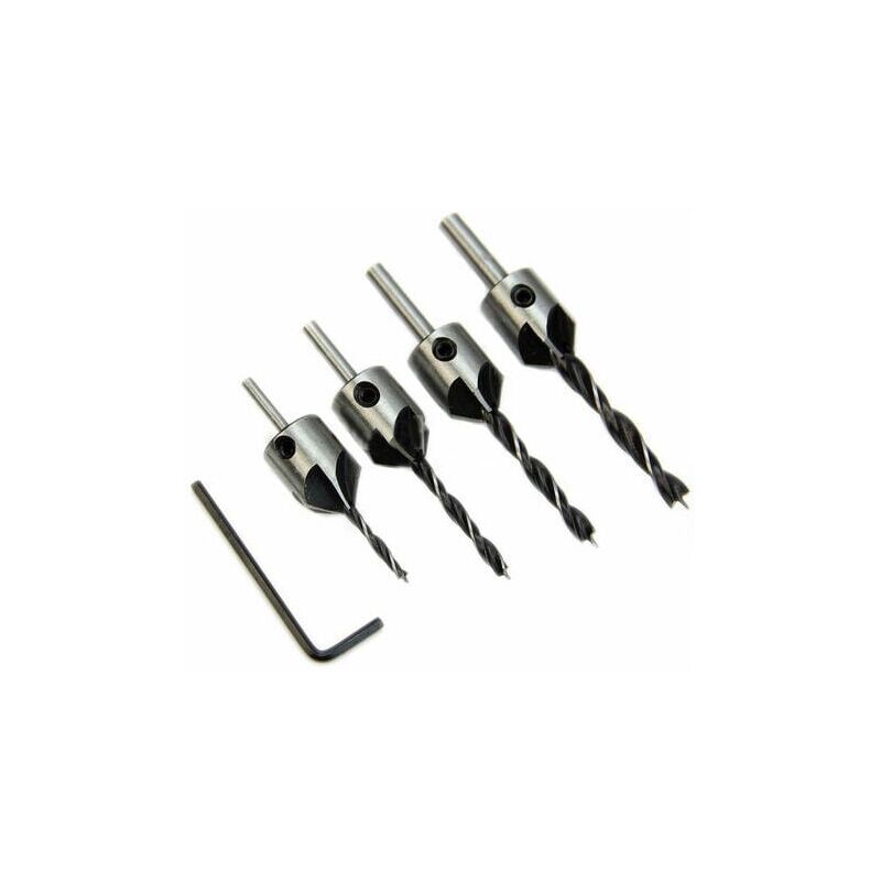 foto del prodotto alovez punta per legno hss, per smussare il legno, 5 taglienti 3 mm 6 mm, 4 pezzi