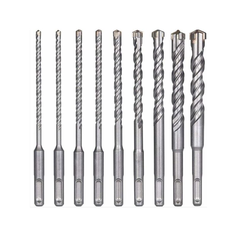 foto del prodotto alovez punte per trapano per cemento, 9 pezzi 5 mm, 16 x 160 mm , punte per trapano elettrico sds plus per trapano a percussione, punte a croce
