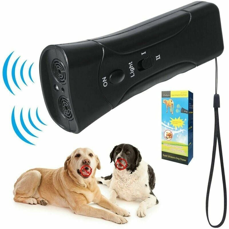foto del prodotto alovez repellente per cani ad ultrasuoni doppio canale dispositivo antiabbaio 3 in 1 strumento di addestramento per cani con torcia a led