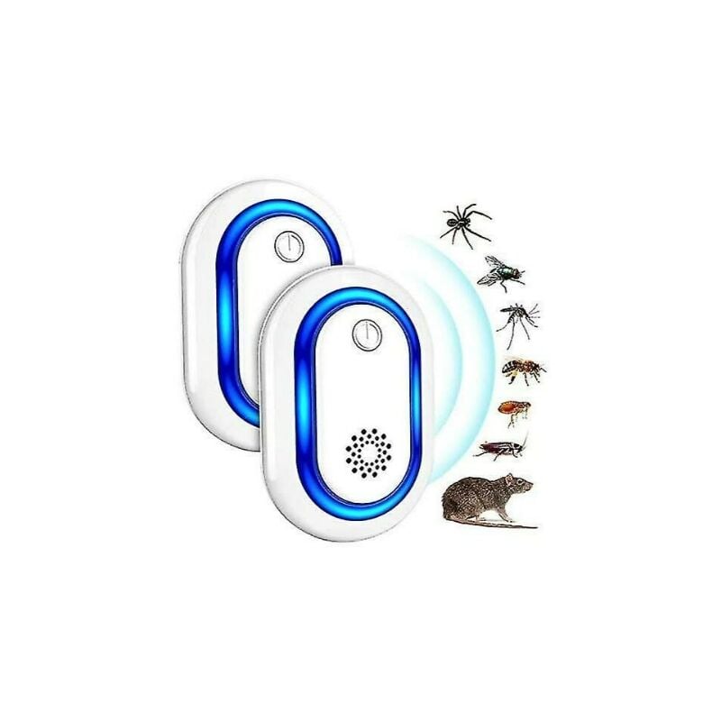 foto del prodotto alovez repellente per insetti ad ultrasuoni, repellente per topi ad ultrasuoni per gatti, insetti e animali da esterno bianco 2 pezzi 