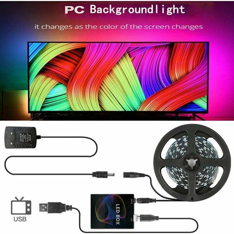 foto del prodotto alovez retroilluminazione tv led, illuminazione a strisce tv, schermo tv e monitor pc, retroilluminazione tv, 3 m, 30 lampade al metro