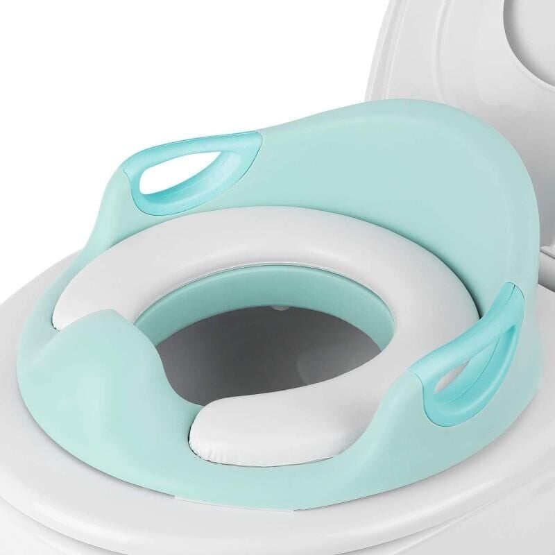 foto del prodotto alovez rialzo per wc per bambini, sgabello antiscivolo a 2 gradini per l apprendimento dell uso del water. verde 