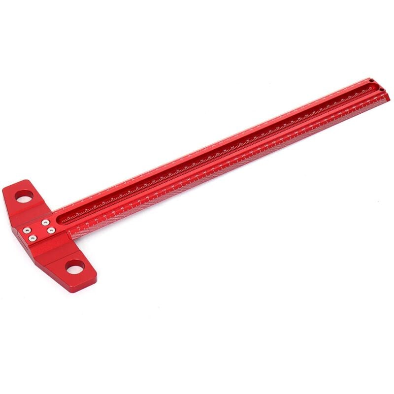 foto del prodotto alovez righello per tracciatura di linee di falegnameria, tipo t, foro da 1 mm, righello incrociato, calibro di marcatura in lega di alluminio