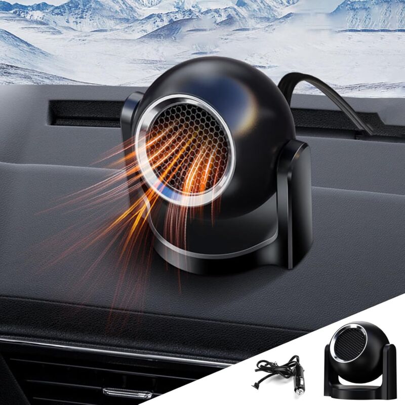 foto del prodotto alovez riscaldatore per accendisigari, sbrinatore per auto, riscaldatore per auto, con sbrinatore rotante, sbrinatore e antiappannamento portatile