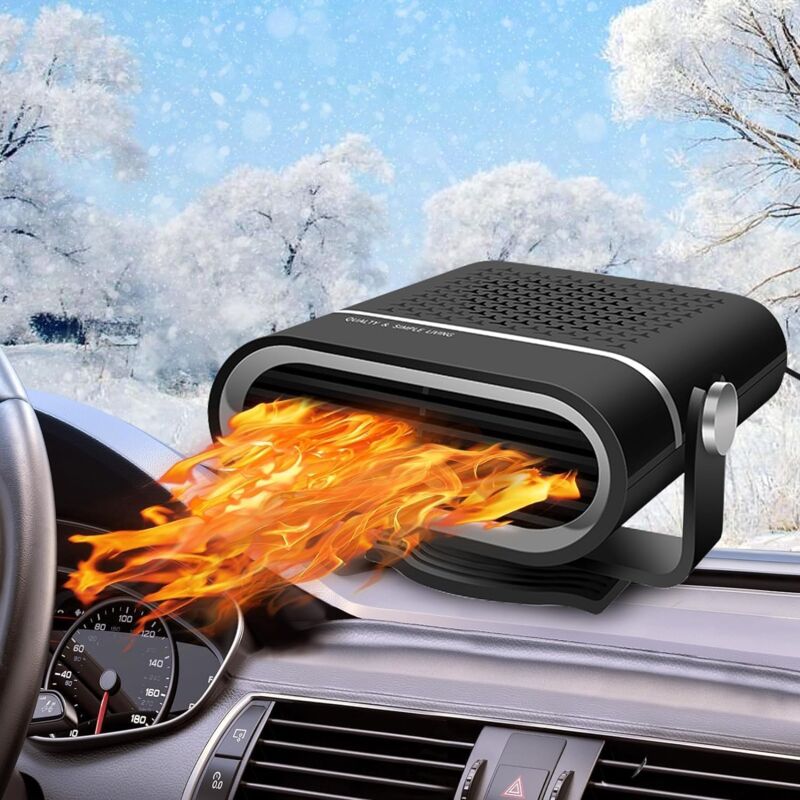 foto del prodotto alovez riscaldatore portatile per auto, ventilatore per riscaldamento auto 12v, sbrinatore parabrezza auto 120w, rotazione a 360 , presa