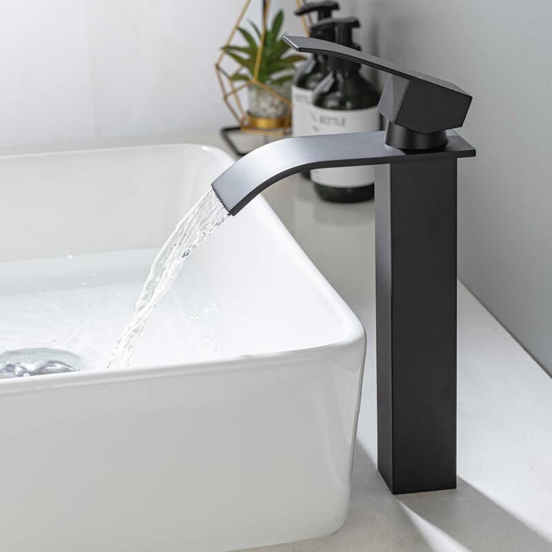 foto del prodotto alovez rubinetto a cascata per lavello da appoggio, miscelatore per lavelli alti, rubinetto a cascata in acciaio inossidabile resistente all usura