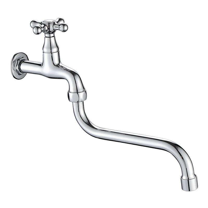 foto del prodotto alovez rubinetto ad apertura rapida galvanizzato allungato a doppia curvatura interruttore a vite a croce in ottone spesso per bagno balcone cucina