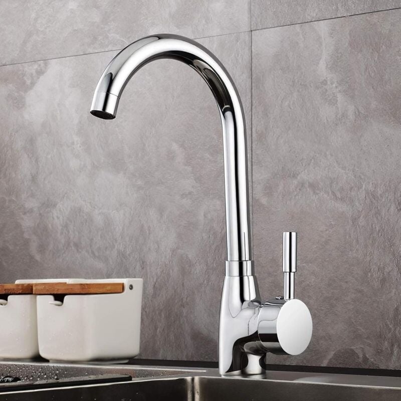 foto del prodotto alovez rubinetto da cucina con miscelatore girevole a 360 e rubinetto regolabile per acqua calda e fredda, adatto per lavello da cucina con