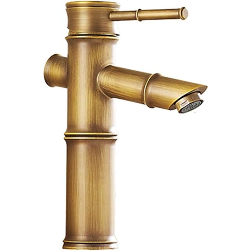 foto del prodotto alovez rubinetto da cucina interamente in rame, rubinetto antico, rubinetto per lavabo singolo in bamb retr , lavabo artistico, lavabo da appoggio