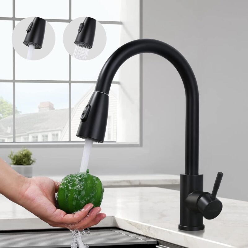 foto del prodotto alovez rubinetto da cucina, rubinetto per lavello in acciaio inossidabile 304, rubinetto per lavello girevole a 360 con doccetta estraibile