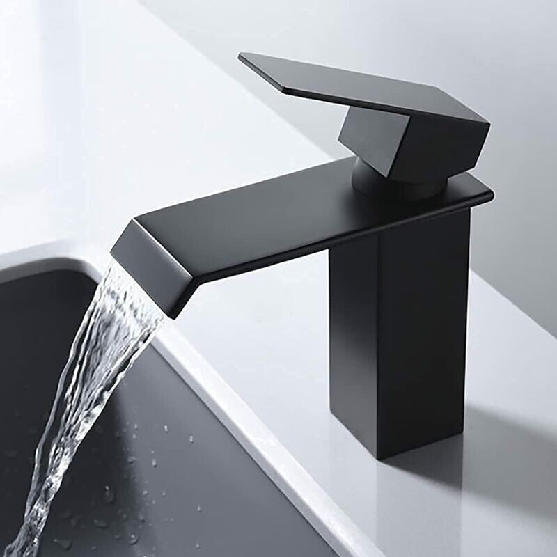 foto del prodotto alovez rubinetto del bagno, rubinetto per lavabo a cascata con corpo valvola in rame, acqua calda e fredda disponibile, stile moderno