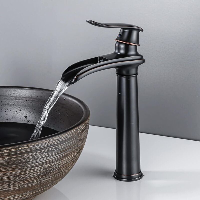 foto del prodotto alovez rubinetto per bagno a cascata nero, rubinetto per lavabo retr , rubinetti per lavabo in ottone, rubinetto per bagno orb antico, miscelatore