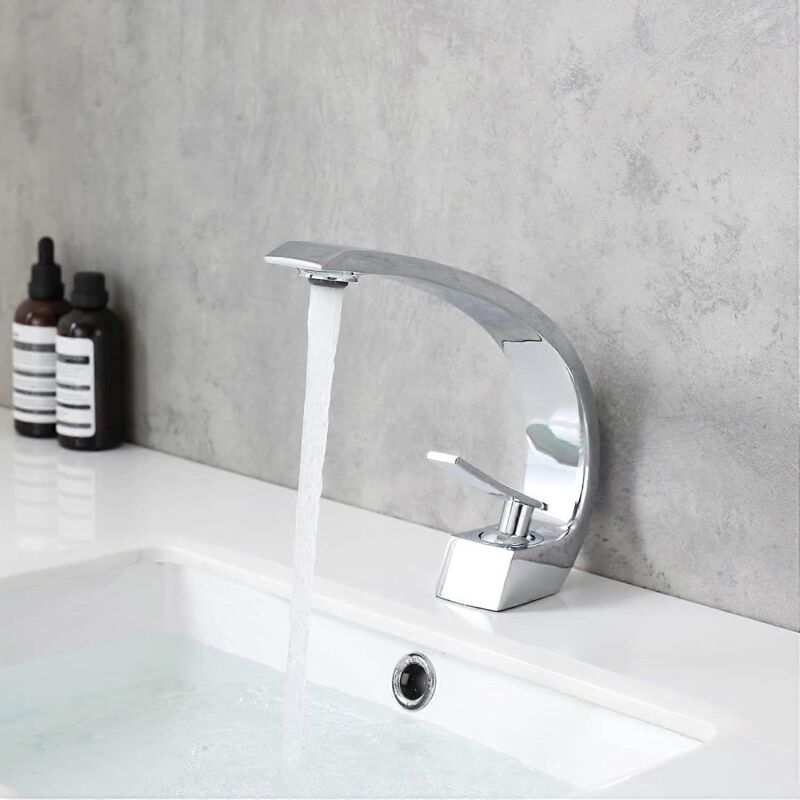 foto del prodotto alovez rubinetto per bagno, elegante rubinetto per bagno in ottone cromato, moderno miscelatore per lavabo monoforo unico