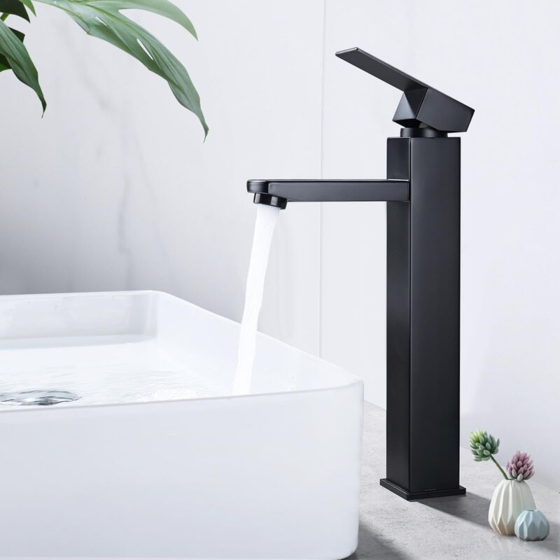 foto del prodotto alovez rubinetto per bagno nero alto miscelatore monocomando per lavabo rubinetto per lavandino rubinetto per lavaggio a mano