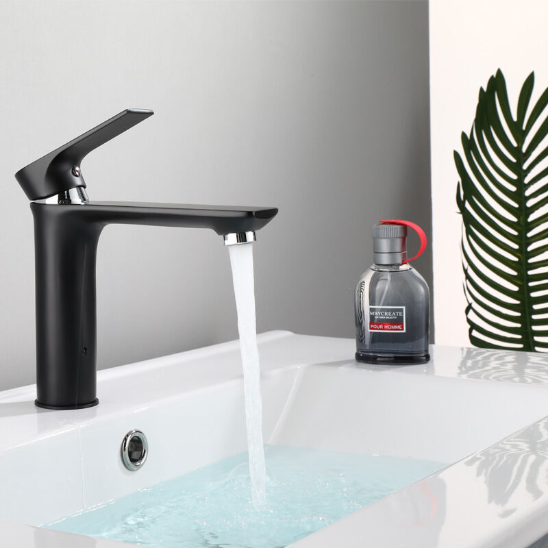 foto del prodotto alovez rubinetto per bagno, rubinetto nero, rubinetto per lavabo in ottone, rubinetto miscelatore per bagno, rubinetto per lavabo, miscelatore
