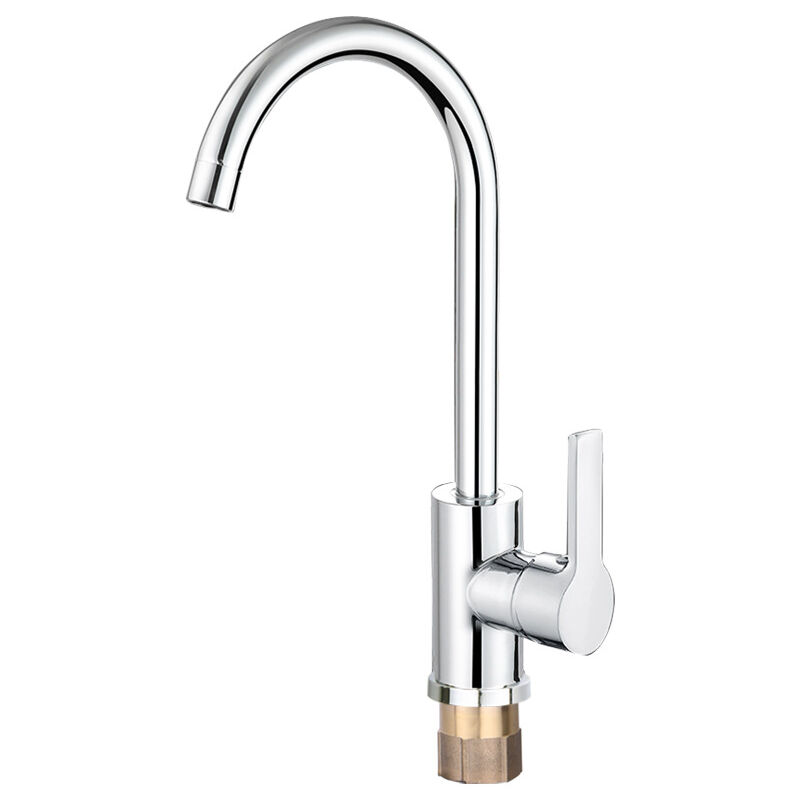 foto del prodotto alovez rubinetto per lavabo a leva singola cromato rubinetto da cucina, acqua calda e fredda, rame massiccio, lavabo singolo per acqua fredda,