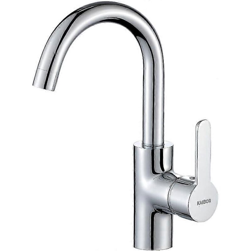 foto del prodotto alovez rubinetto per lavabo girevole a 360 cromato, rubinetto per lavabo alto, rubinetto per lavabo con bocca alta 18 cm, miscelatore monocomando