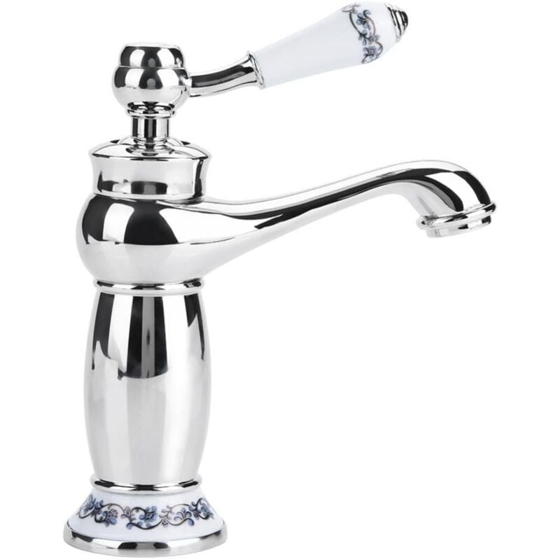 foto del prodotto alovez rubinetto per lavabo in ceramica in ottone con maniglia singola retr , rubinetto per lavabo in porcellana blu e bianca con collo lungo,