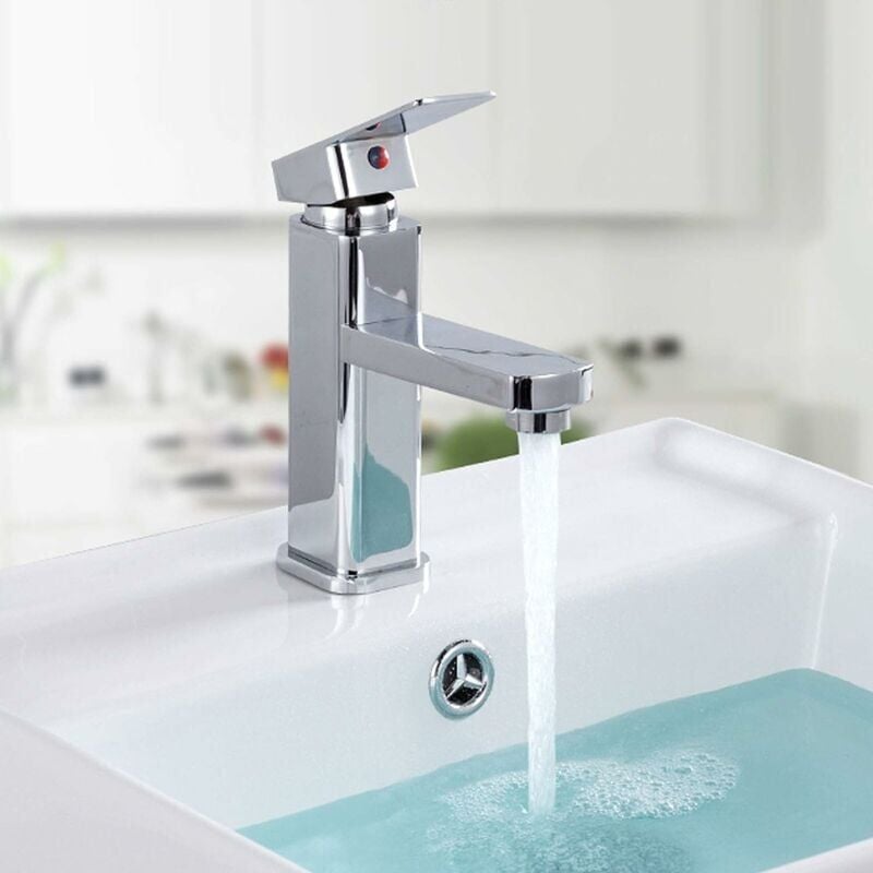 foto del prodotto alovez rubinetto per lavabo quadrato da bagno, miscelatore monocomando per lavabo con miscelatori monocomando per lavabo da appoggio, acciaio