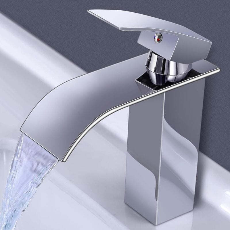 foto del prodotto alovez rubinetto per lavabo, rubinetto a cascata per bagno, miscelatore monocomando in ottone, rubinetto per lavabo dal design accattivante,