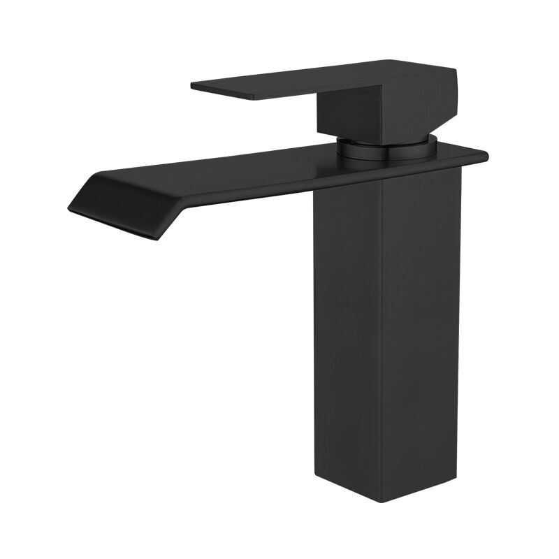 foto del prodotto alovez rubinetto per lavandino a cascata nero, miscelatore per bagno a cascata, miscelatore per lavandino a cascata moderno, rubinetto per bagno