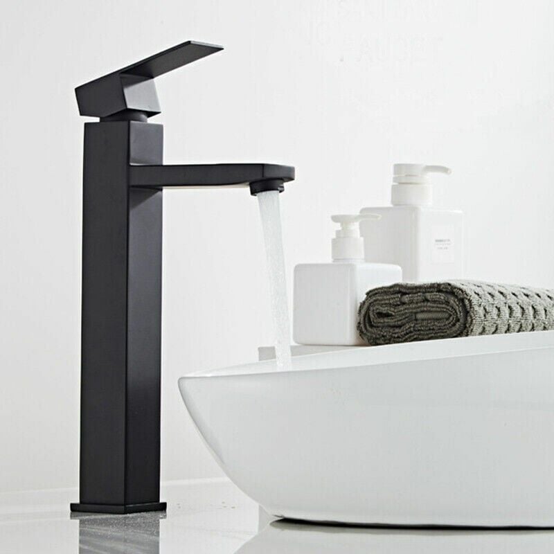 foto del prodotto alovez rubinetto per lavandino nero rubinetto per bagno alto miscelatore monocomando per lavandino