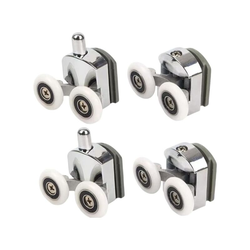 foto del prodotto alovez rulli doccia con doppia porta scorrevole, 4 pezzi 2 superiori 2 inferiori 23 mm 2 superiori 2 inferiori 