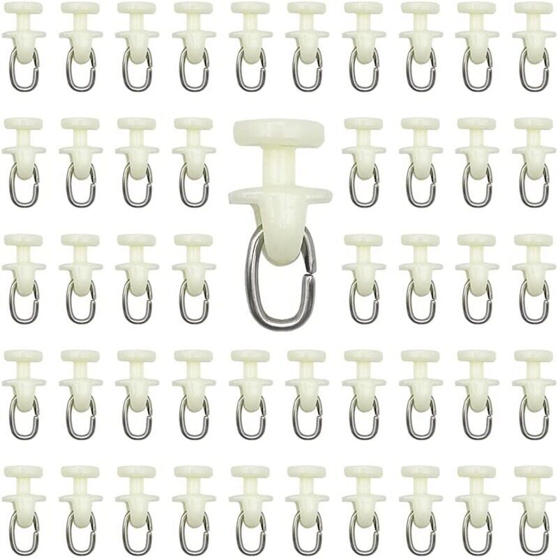 foto del prodotto alovez rulli per binari per tende 100 pezzi binario interno per tenda binario scorrevole, rullo per tenda in plastica bianco , 2,61,2 cm