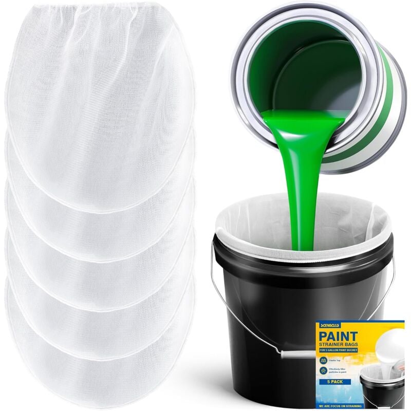 foto del prodotto alovez sacchetti filtro per vernice da 5 galloni, confezione da 5, filtro a rete per vernice, filtro per vernice per secchio monouso con coperchio