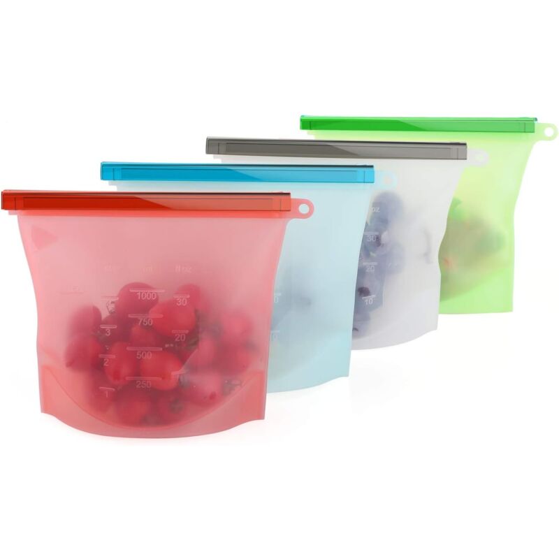 foto del prodotto alovez sacchetto per alimenti in silicone, verde, 4 x 1 l