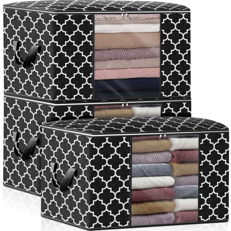 foto del prodotto alovez sacchi portaoggetti da 100 litri, set di 3 grandi contenitori portaoggetti per coperte, vestiti e biancheria da letto, comodi