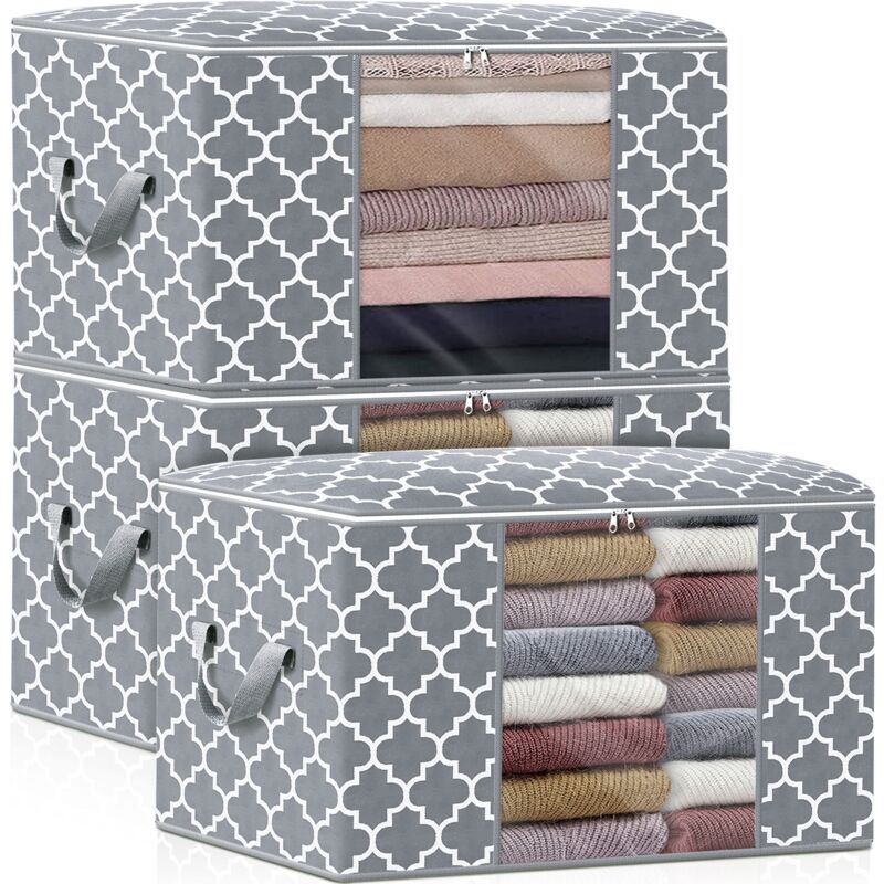 foto del prodotto alovez sacchi portaoggetti da 100 litri, set di 3 grandi contenitori portaoggetti per coperte, vestiti e biancheria da letto, comodi