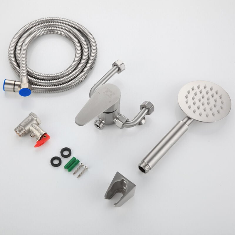 foto del prodotto alovez scaldabagno elettrico diretto con valvola a u in acciaio inox 304, miscelatore per doccia, tipo caldo e freddo