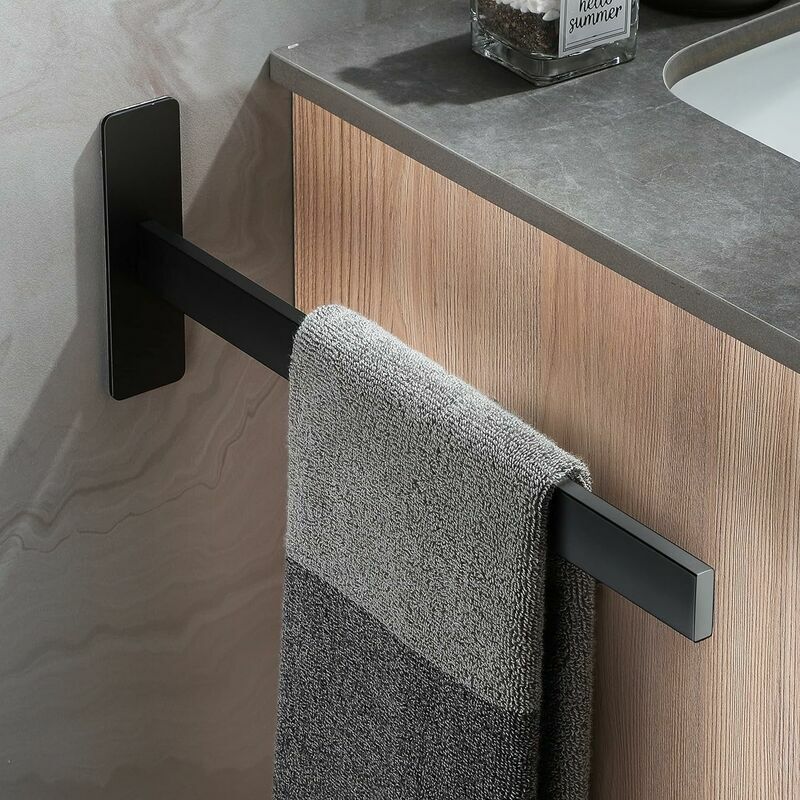 foto del prodotto alovez scaldasalviette senza forare, scaldasalviette in acciaio inox nero con un braccio, montaggio a parete per il bagno, scaldasalviette ospite