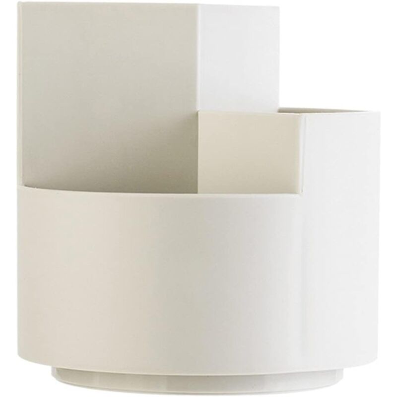 foto del prodotto alovez scatola portaoggetti cilindrica per cosmetici, 3 scomparti, girevole, plastica, bianco
