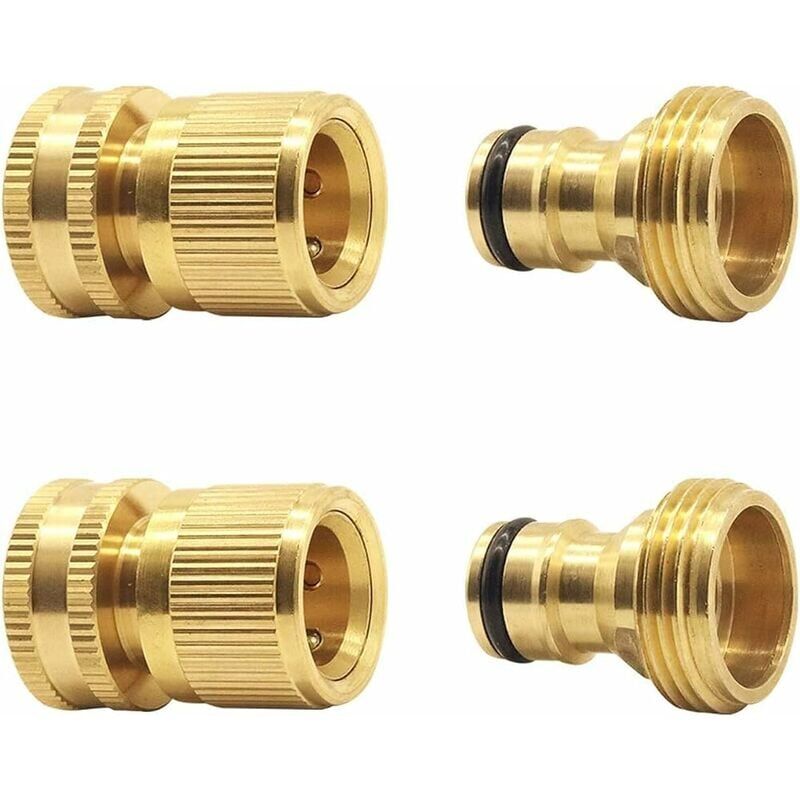 foto del prodotto alovez set da 2 connettori per tubo da giardino. raccordo per tubo da giardino raccordo per tubo da giardino in ottone massiccio da 3 4 di pollice