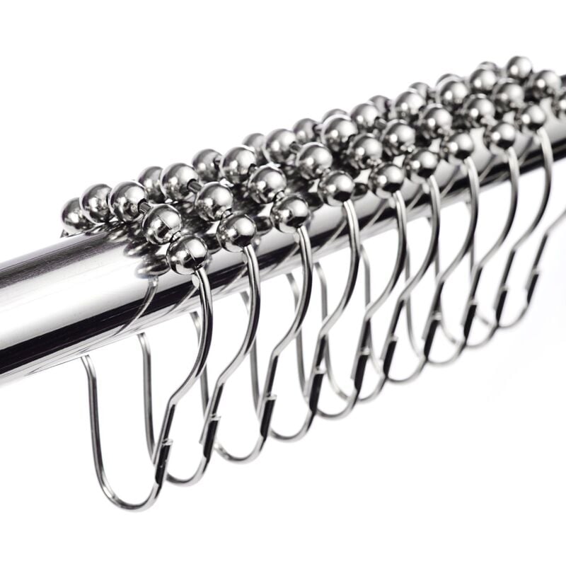 foto del prodotto alovez set di 12 anelli per tenda da doccia in acciaio inox con sistema scorrevole, 12 ganci singoli, 69 x 39 mm