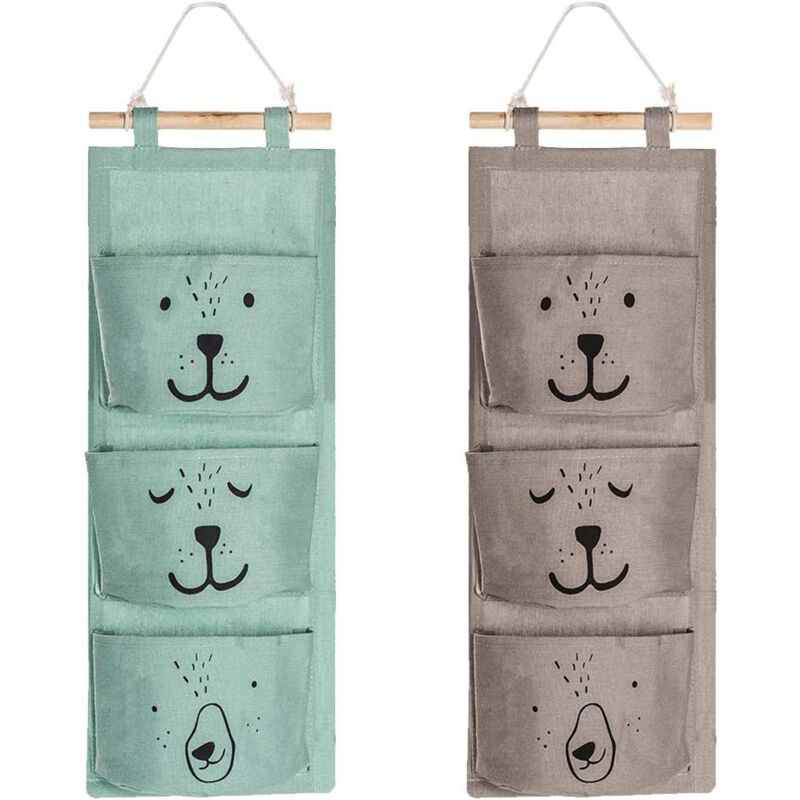 foto del prodotto alovez set di 2 borse portaoggetti da parete in lino impermeabile per la cameretta dei bambini e il bagno