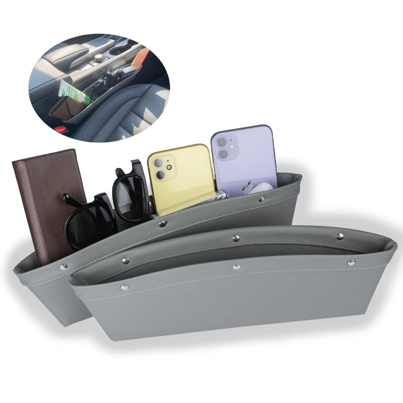 foto del prodotto alovez set di 2 contenitori universali per sedili auto, realizzati in pelle sintetica