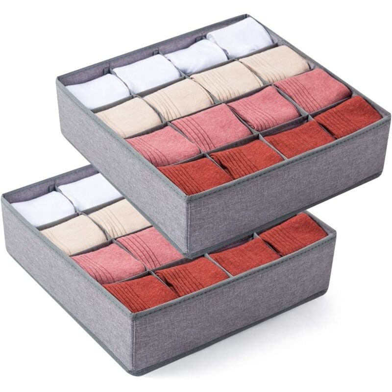foto del prodotto alovez set di 2 divisori per cassetti per calze e biancheria intima, pieghevoli, 24 o 16 scomparti