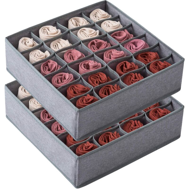foto del prodotto alovez set di 2 divisori per cassetti per calze e biancheria intima, pieghevoli, 24 o 16 scomparti